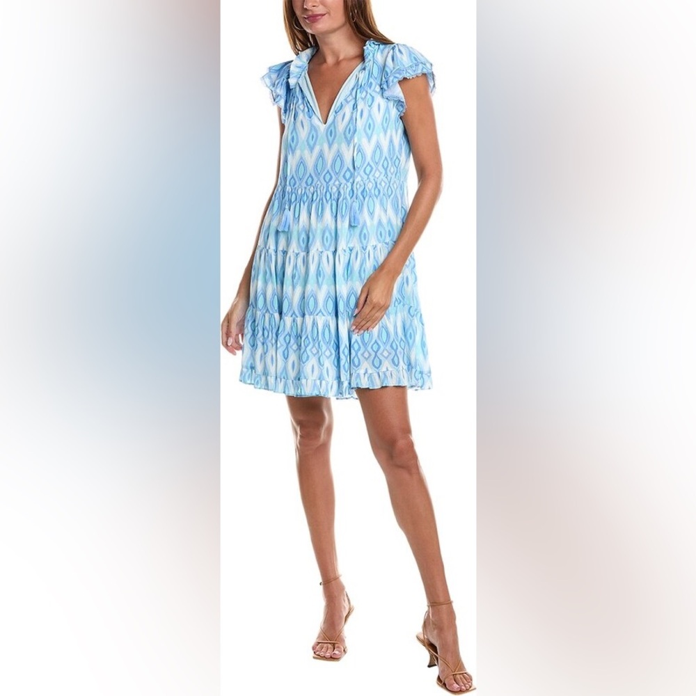 SAIL TO SABLE Tiered Mini Dress In Blue Size Large